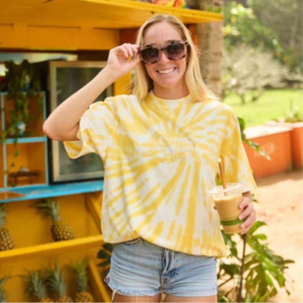 The Tie Dye Tee in Golden by Post Surf Collective from Beachly Box, NWT size M